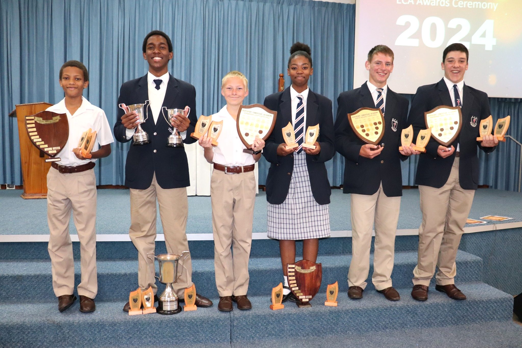 ECA learners celebrating achievements at the school awards ceremony