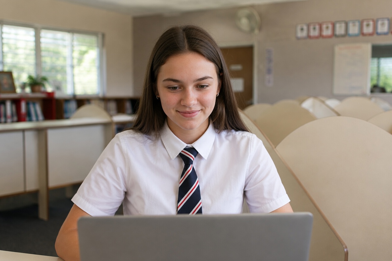 An Elevate Christian Academy High School learner completing online schoolwork